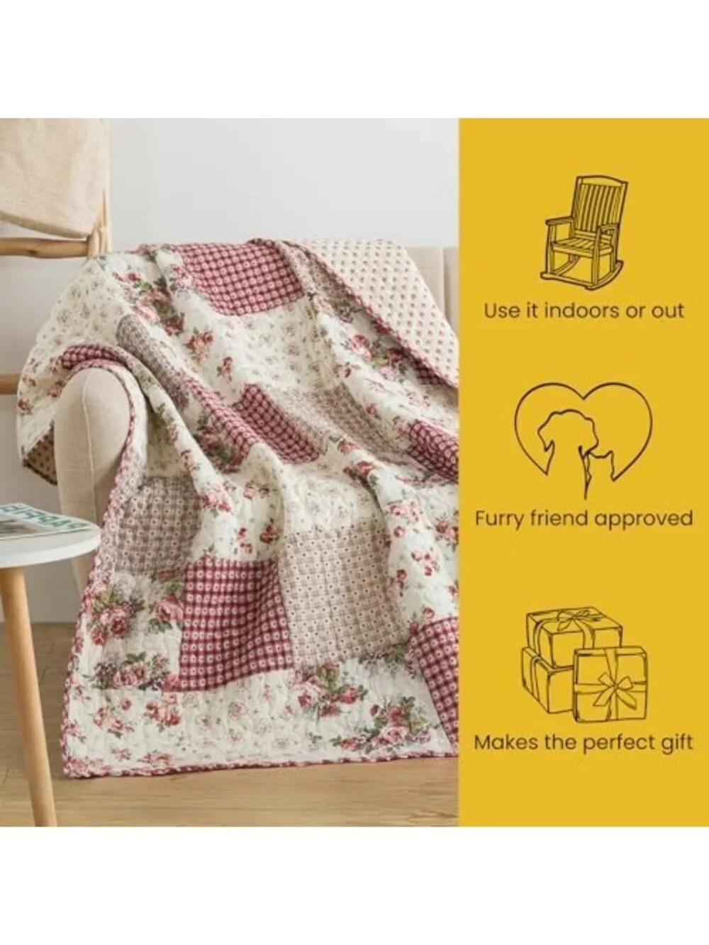 Cozy Cotton Quilted Throw Blanket, 50